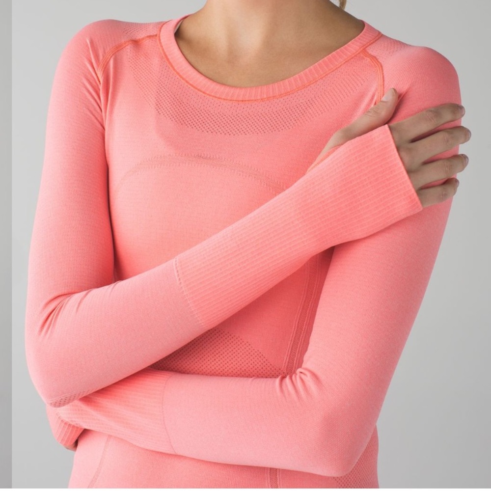 Lululemon Swiftly Tech Long Sleeve Crew Heathered Very Light Flare size 4